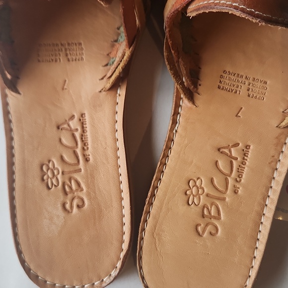 NWT Sbicca Leather Multi Colored Lawrin Sandals Size 7 - Picture 2 of 4